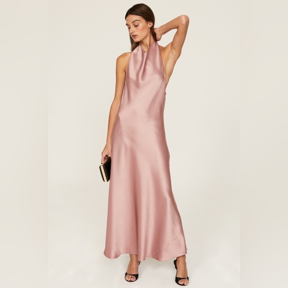 Vince Draped Cowl-Neck Halter Midi Dress
